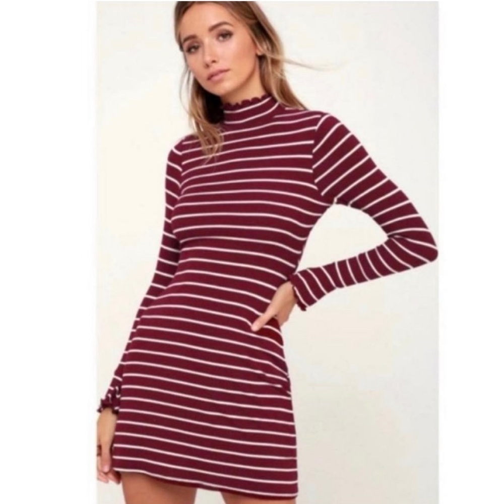 Lulu's Striped Mock Neck Dress MEDIUM NWT